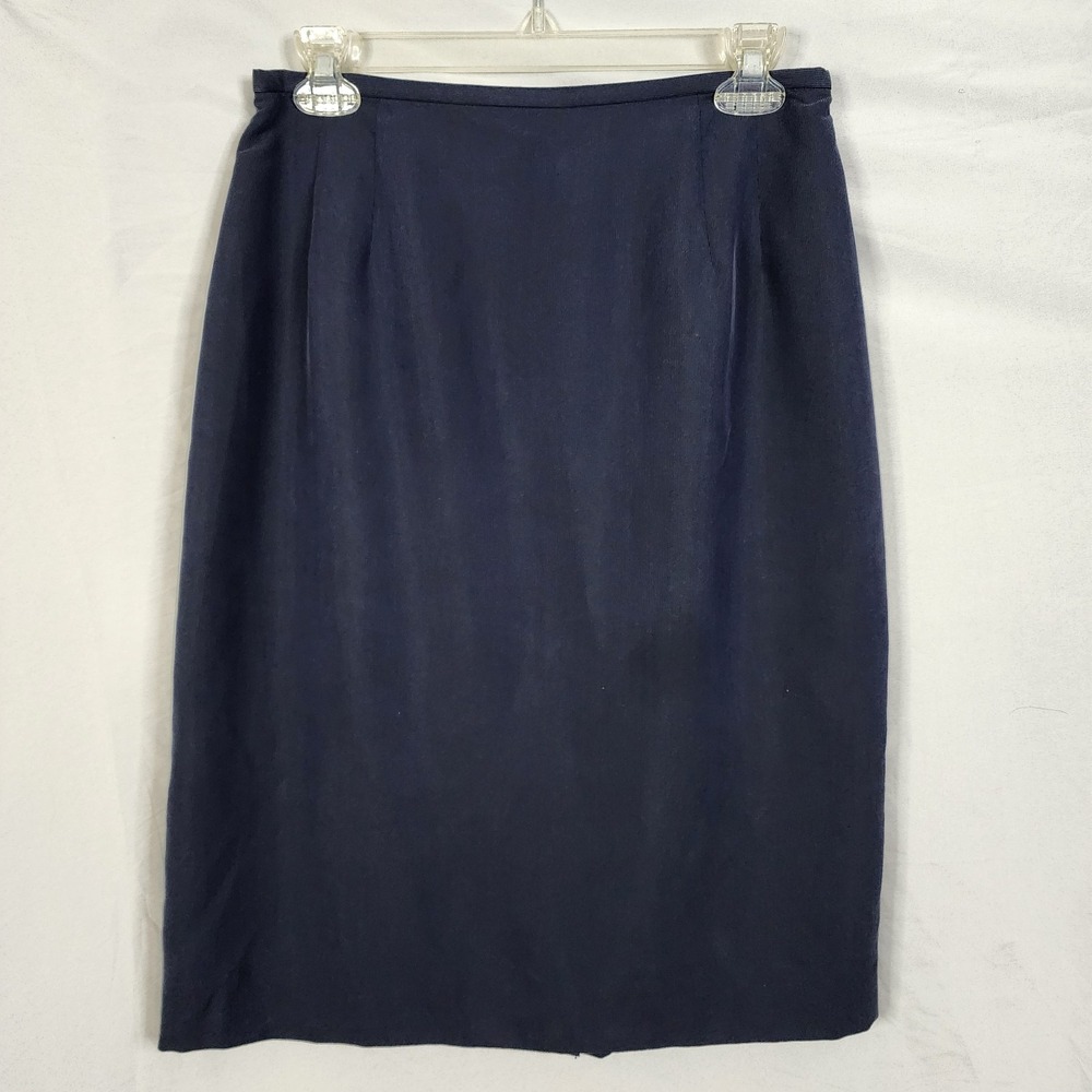 New w/tag AMANDA SMITH Size 10 Navy Blue Rayon Blend‎ Knee Length Pencil Skirt